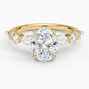 Anillo de Compromiso Grand Versailles con Moissanita y Engaste de Puntas, Chapado en Oro de 14K, para Boda y Aniversario - Product Image 1