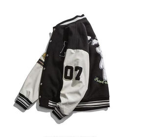 Veste de baseball en tricot imperméable pour homme, avec manches en cuir synthétique et broderie chenille personnalisée OEM - Product Image 2