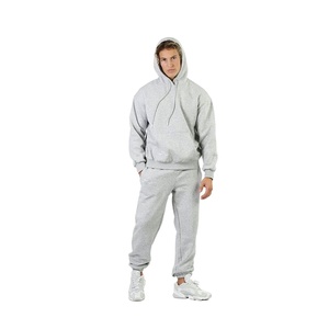 Hooded Fleece Tracksuit Drawstring Closure Streetwear Style Breathable Eco-Friendly 100% Cotton Solid Unisex Adult Spring - Product Image 1