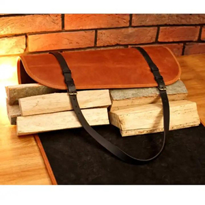 Leather wood carriers Storage Leather Carrier Bag Full Grain Leather Wood <b>Log</b> <b>Holder</b> Indoor Firewood Leather wood carriers - Product Image 6
