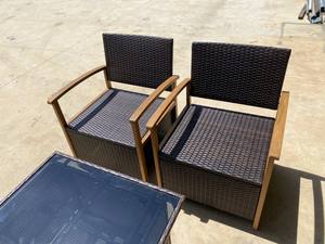 4P00057 Modern Brown <b>Rattan</b> Steel Tempered Glass Polyester Cushion Villa Hotel Outdoor Garden Courtyard Living Room Furniture - Product Image 6