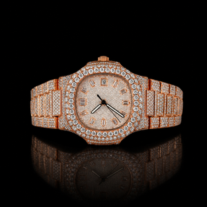 Reloj de cuarzo con diamantes de moissanita estilo hip hop para hombre y mujer, con esfera cuadrada y correa elegante de acero inoxidable. - Product Image 1