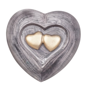 Heart Shape American Style Cremation Urn GREY GOLDEN SHADED Customizable Designs <b>for</b> Adult Double heart keepsake - Product Image 1