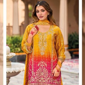 Ensemble Kurta Sharara brodé lourd avec dupatta en georgette, Salwar Kameez 3 pièces pour mariage et fête, fabriqué par Royal Export pour femmes - Product Image 3