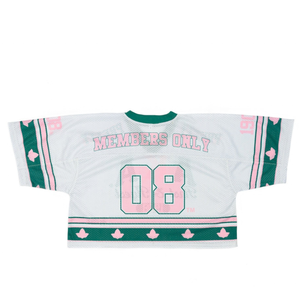 <b>White</b> Oversized <b>Crop</b> Football Jersey for Women Short Sleeve V Neck Athletic Sports <b>Top</b> Casual Streetwear Loose Fit Custom - Product Image 2