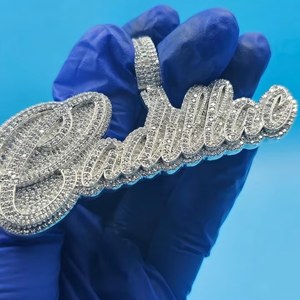 จี้เพชรโมอิสซาไนต์สั่งทำพิเศษ จี้ฮิปฮอปแบบฝังเพชร เครื่องประดับผ่านการทดสอบเพชร สร้อยคอแบบปรับแต่งได้ จี้เงินแท้ S925 - Product Image 1