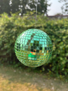 Small Green <b>Disco</b> Ball 10cm Handmade Mirror Mosaic Sphere Reflective Party <b>Decoration</b> Retro <b>Disco</b> Home Decor Hanging Ornament - Product Image 2