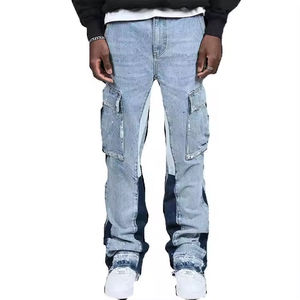 Pantalones Vaqueros de Mezclilla Lavados a la Moda, Estilo Hip Hop, para Hombre, Fabricante OEM, Corte Regular, Hechos a Medida, con Botones, para Otoño y Verano - Product Image 1