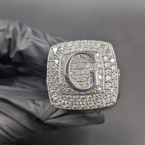 Bague Moissanite Initiale G Iced Out pour Homme, Bijou Hip Hop, Bague Statement Pavée, Luxe Bling, Bague Lettre Personnalisée, Cadeau Tendance pour Lui - Product Image 5