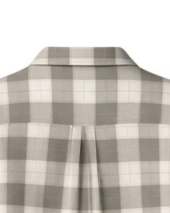 Custom Grey And White Plaid Womens Short Sleeve Button Up Shirt Casual Summer Lightweight Breathable <b>Checkered</b> <b>Top</b> With Pocket - Product Image 6