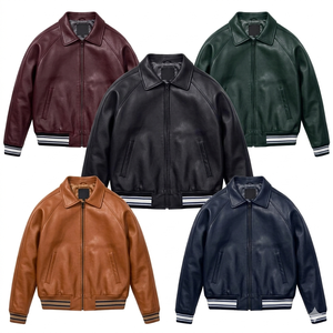 Wholesale men varsity <b>leather</b> <b>Jackets</b> OEM Custom Logo <b>Long</b> Sleeves Casual Bomber <b>Jacket</b> breathable eco-friendly <b>jacket</b> for men - Product Image 1