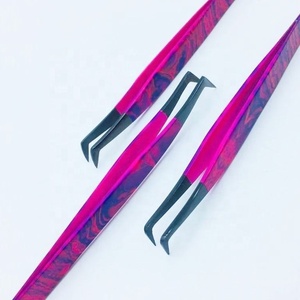 Vente en gros de pinces à cils en acier inoxydable Plasma noir Volume russe 90 degrés L violet papier enduit fibre pointue - Product Image 6