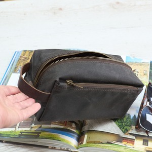 Bolsa de Aseo de Lona y Cuero, Impermeable, Organizador de Viaje, Neceser de Cosméticos, Gran Capacidad, LCTB-0053 - Product Image 4