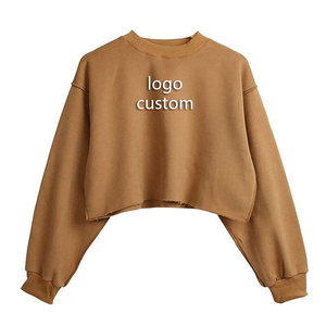 เสื้อสเวตเชิ้ตครอปคอกลมสำหรับผู้หญิง สีพื้น ทรงหลวม แขนยาว ผ้าถักนิตติ้ง คอตตอน สวมใส่สบายๆ สำหรับฤดูใบไม้ร่วง มีโลโก้ด้านหน้า สามารถสั่งทำได้ - Product Image 5