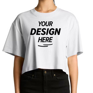 Camiseta Corta para Mujer, Elegante, con Textura Acanalada, Manga Corta, Cuello Redondo, Ajustada, Elástica, Informal, para Verano - Product Image 1