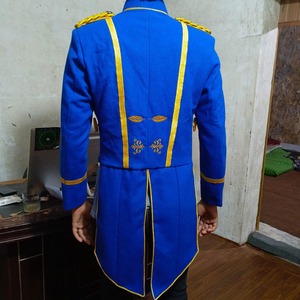 Veste militaire bleue pour femme, manteau formel tressé doré, style steampunk régence, haut d'uniforme cosplay - Product Image 4