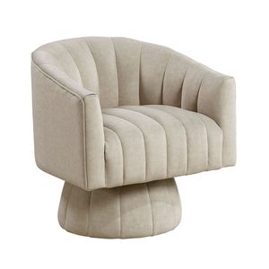 Poltrona Girevole in Velluto Taupe, Moderna e Lussuosa, Comoda per Soggiorno - Product Image 3