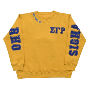 Sweat-shirt en chenille Sigma Gamma Rho doré pour femme, broderie de lettres grecques, col rond, haut décontracté de qualité supérieure - Product Image 1