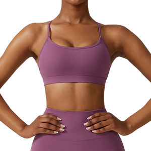 Custom Nylon High Impact Cross Back <b>Padded</b> Sports Bra Women Workout Gym <b>Running</b> Bra Fitness Clothings Yoga Sports Bra - Product Image 1