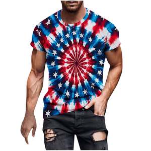T-shirt 100 % coton pour homme, coupe classique, tie-dye, style festival, hippie, vintage, imprimé, streetwear, col rond, pour usage quotidien - Product Image 1