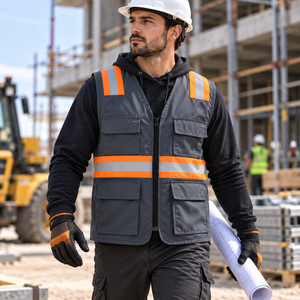 Gilet de travail personnalisé avec logo pour hommes, gilet utilitaire multi-poches en maille réfléchissant pour photographe - Product Image 3