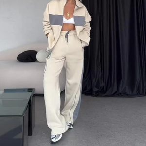 <b>Women's</b> Color Blocking Tracksuit 2-Piece Set Full Sleeve Zip-Up Sweatshirt <b>Jacket</b> & Drawstring Pants Casual Athleisure Outfit - Product Image 6