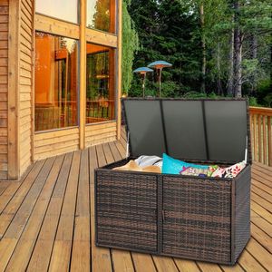 Brown Gradient Rattan <b>Locker</b> with Iron Frame Double Door <b>Storage</b> <b>Locker</b> - Product Image 2