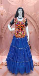 Traditional Embroidered Blue Georgette Quick Dry <b>Lehenga</b> Choli Set <b>Women</b> Indian Pakistani Party Wear Regular Fit Floor-Length - Product Image 3