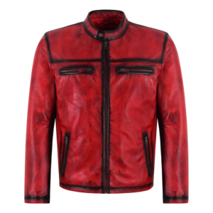 Chaqueta de Cuero Napa 100% Genuino Personalizada Estilo Cafe Racer para Hombre, Cuello Alto, Cierre de Cremallera, Forro de Poliéster, Chaqueta de Motero al por Mayor - Product Image 4