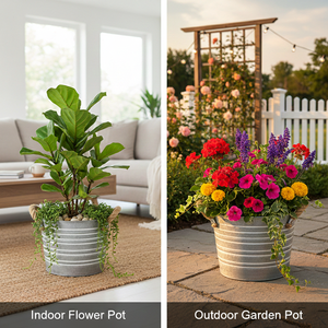 Maceta de Metal Galvanizado Estilo Rústico, Cesta Vintage para Flores, Marca Headway Crafts - Product Image 3