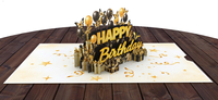 Carte de vœux 3D pop-up en forme de rectangle avec ballons dorés et papillons pour la fête des pères et les célébrations de remise des diplômes