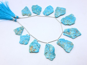 Natural Arizona Turquoise 11pcs Smooth Rough <b>Face</b> Drill Beads Loose Gemstone for Jewelry Making - Product Image 5