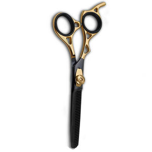 Fancy Handle Razor Edge Sharp Blade Tip Stainless Steel Hair <b>Thinning</b> Scissors Double Finger Rests Stainless Steel Handle - Product Image 2
