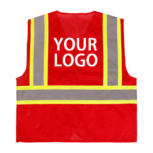 Gilet de sécurité haute visibilité orange jaune en maille, conforme aux normes ANSI Classe 1 et EN ISO 20471 Classe 2, réfléchissant, avec LED clignotantes, imperméable, multi-poches, grandes tailles - Product Image 4