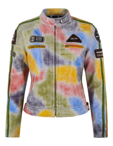 Custom 100% Genuine Sizma Multi Color Waxed Leather <b>Womens</b> Motorcycle Racer <b>Jacket</b> YKK Zipper Embroidery Breathable Custom - Product Image 1