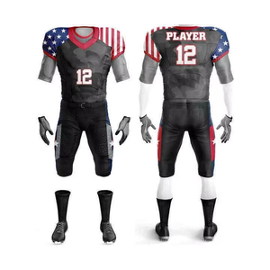 Tenue d'équipe de football américain grande taille personnalisable, kit complet saison, 100 % polyester, impression sublimée, manches courtes, coupe athlétique - Product Image 4