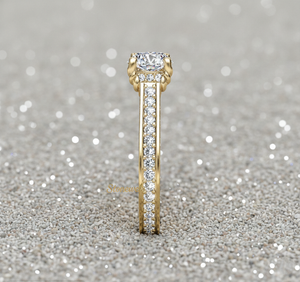 แหวนหมั้นเพชรเลี้ยงในห้องปฏิบัติการ ทองคำโรสโกลด์ 14K ตัดแบบ Pav Band ผู้ผลิตเครื่องประดับแบบกำหนดเอง OEM ODM สำหรับผู้ที่ชื่นชอบสไตล์มินิมอลที่ได้รับการรับรอง - Product Image 3