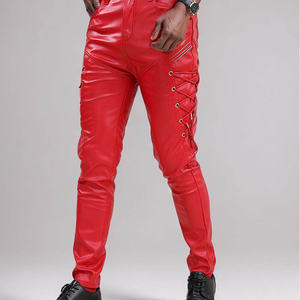 Pantalon décontracté en cuir et toile pour homme, vente en gros OEM, couleur et logo personnalisables, imperméable, anti-plis, taille élastique, coupe droite ou incurvée - Product Image 3