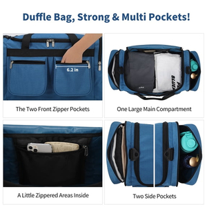 Sac à dos tactique bleu grande capacité en polyester, sac de voyage et de sport avec fermeture éclair, boucle et cadenas, sac de week-end multi-poches - Product Image 2