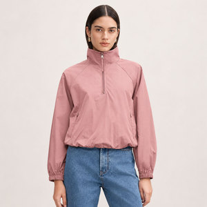 Premium Custom <b>Women's</b> Windbreaker Pullover <b>Jacket</b> High Neck Half Zip Side Pockets <b>Lightweight</b> Activewear - Product Image 5