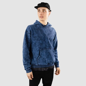 Latest Streetwear Style Men's Breathable Acid Washed Hoodies Distressed Bottom Print Pattern OEM Classic Sun Fade Fleece ODM - Product Image 3