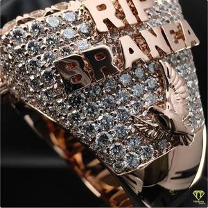 Bague de championnat JT personnalisée en diamant de laboratoire pour homme, style hip-hop, sertie de diamants, bicolore or rose, taille baguette - Product Image 4