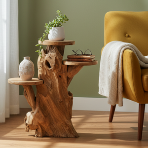 ARTERRA Support de Présentation Artisanal de Luxe en Bois pour Décoration Intérieure et Extérieure, Idéal pour Diwali, en Racine de Teck Biologique, Style Rustique Artisanal - Product Image 4