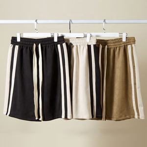 Alta calidad 94% poliéster 6% Spandex Faux Suede cintura elástica cordón rayas Casual Athleisure Bermudas para hombres - Product Image 1