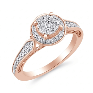 แหวนแต่งงานเพชรแท้ทรงกลม 0.60 กะรัต ประดับเพชรรอบวง สำหรับผู้หญิง ทองคำขาว 14K |   แหวนของขวัญเครื่องประดับวันครบรอบการหมั้นสำหรับเจ้าสาวที่สง่างาม - Product Image 3