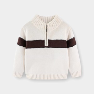 Pull pour garçons, classique, chaud, en tricot acrylique rayé, doux, confortable, décontracté, pour tous les jours, vêtements d'automne - Product Image 1