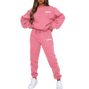 Sudadera y pantalones de chándal informales personalizados, conjunto de 2 piezas de fabricante de mujer, conjunto de sudadera y pantalones de chándal de gran tamaño para mujer - Product Image 1