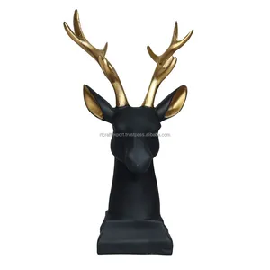 Escultura de ciervos negros Estatua de ciervo de resina, para decoración de interiores - Product Image 4