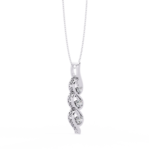 Women's 10K 14K 18K White Gold Spiral Pendant Featuring Three Brilliant Lab Grown Diamonds Modern Infinity Twist Design <b>Necklace</b> - Product Image 1
