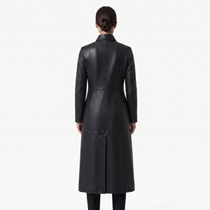 Manteau trench en cuir pour homme, cuir véritable de haute qualité, respirant, à manches longues, vêtement d'extérieur tendance - Product Image 2